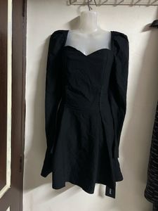 Chic Black Puff Sleeve Mini Dress