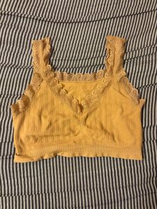 Cozy Ribbed Crop Top with Lace Trim