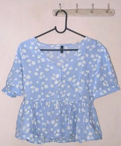 Daisy Print Peplum Top