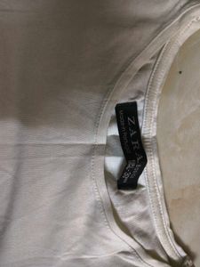 Authentic ZARA Rhinestone Logo White Tee