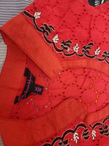Shakumbari M Red And Black Anarkali Dress
