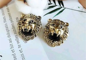 Gold Lion Head Stud Earrings