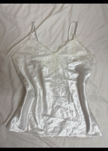 White Satin Lace Trim Camisole
