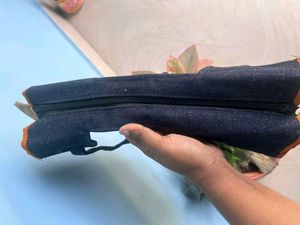 Embroidered Denim Shoulder Bag