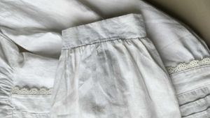 White Cotton Peplum Top - Size M Bust 34-36