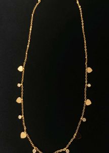 Gold Heart &amp; Crystal Charm Necklace