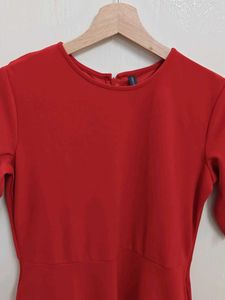 Chic Red A-Line Midi Dress