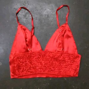 Satin Red Triangle Bra