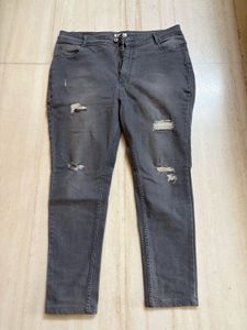 Distressed Grey Denim Jeans