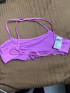 2 bikini tops: H&amp;M lavender + Bali thrift