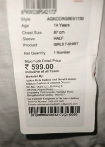 Girls Tshirt Size-13 years