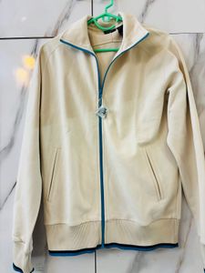 Cream Jacket With Blue Lining