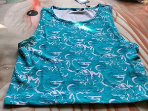 Blue &amp; White Swirl Print Tank Top