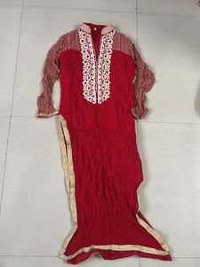 Red Kurta with Elegant Embroidery