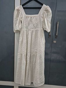Chic White Eyelet Midi Dress