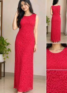 Elegant Red Lace Maxi Dress