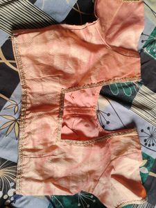 Elegant Peach Blouse with Golden Border