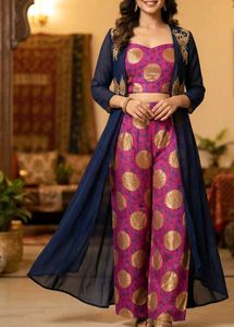 Stylish Pink & Navy Ethnic Outfit