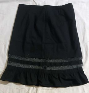 Black Skirt with Ruffled Hem