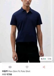H&M Slim Fit Navy Polo Shirt with tag