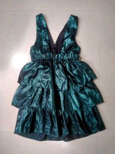 Emerald Green Ruffle Tiered backless Party Dress