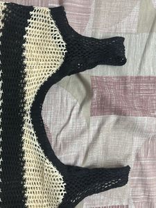 Striped Crochet Knit Top