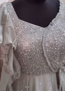 Elegant Gray Embellished Dress