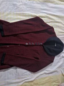 Burgundy Button-Down Longline Cardigan