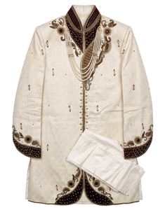 Men's Ethnic Embroidered Sherwani Set of 4