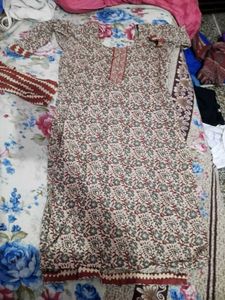 Red &amp; White Printed Kurta Set