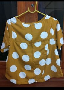 Cute Mustard Coloured Polka Dot Top