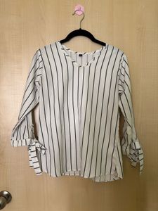 Chic Striped Bell Sleeve Top