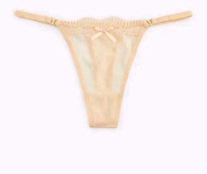 Sheer Lace Trim Thong Briefs