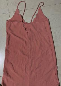 MANGO Cute Pink Scallop Trim Dress