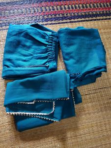 Teal Kurta Set with White Embroidery