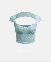 Ribbed Cutout Crop Top with Bow
