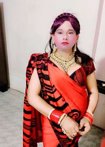Vibrant Red &amp; Black Saree with blouse