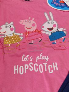 5-6 year Peppa Pig Girls Pink T-Shirt and Blue Pan
