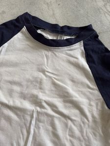 Classic Baseball Baby Tee - White &amp; Navy