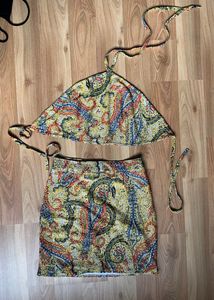 Multi Coloured And Patched Co-ord With Halter Top