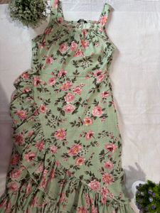 Floral Print Ruffle Midi Dress