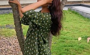 Green Floral Print Kurta