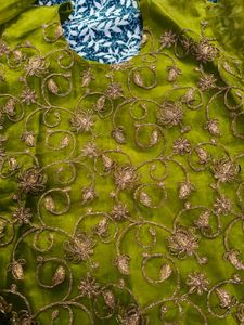 Embroidered Green Silk Blouse