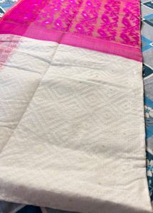 Elegant Pink &amp; White Dhakai Jamdani