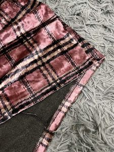 Imported Pink Plaid Velvet Mini Dress