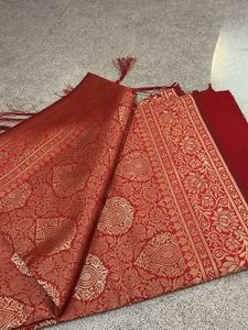 Elegant Red &amp; Gold Banarasi Silk Saree