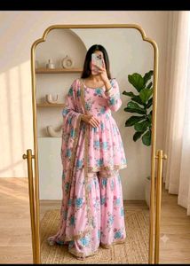 Pink Floral Sharara Suit