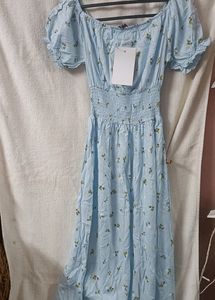 Blue Floral Printed Dress