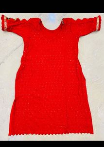 Orange Embroidered Kurta
