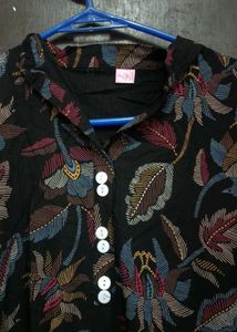 Black Floral Print Kurta